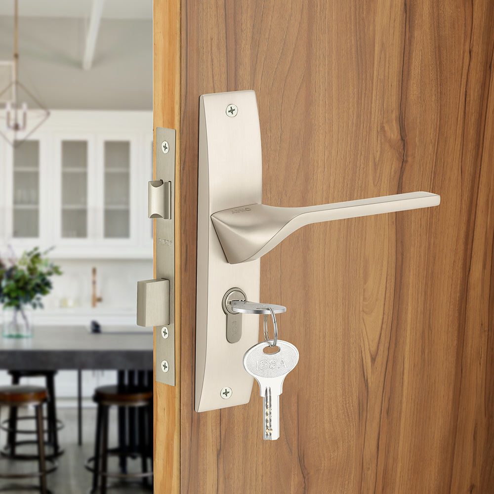 IPSA Camel Moderna Handle Series on 8" Plate CYS Lockset with 60mm One Side Key and Knob - Finish MSS